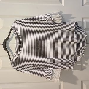 Elle: Striped Top with Ruffle Sleeves
